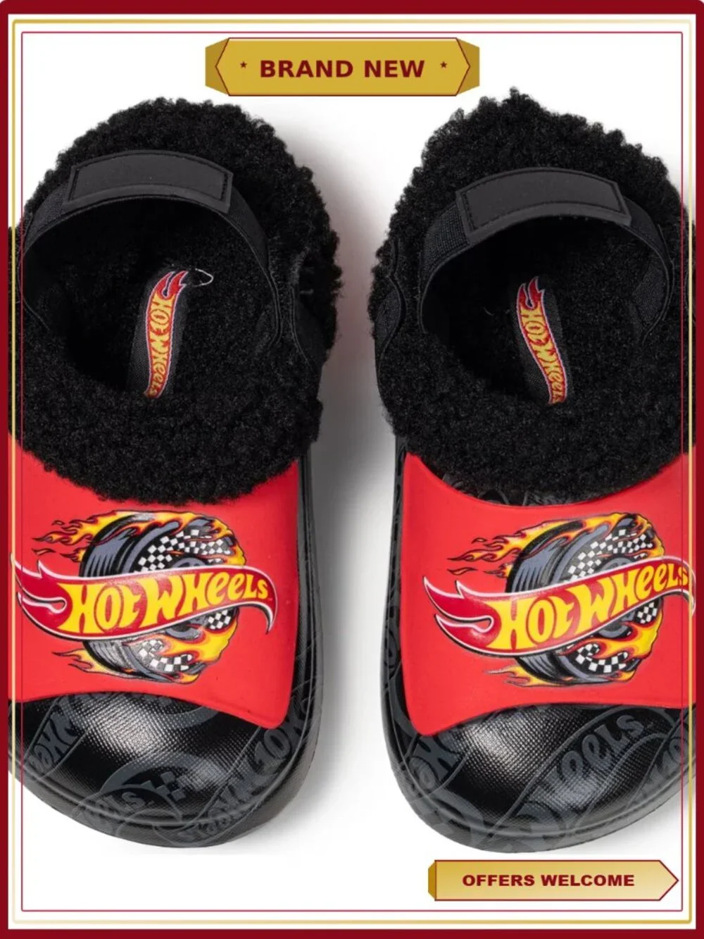 Hot Wheels Toddler Boys Faux Fur Lined Clog Shoes